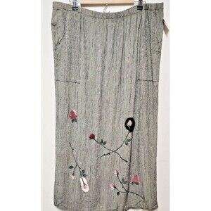 Vintage Bread The Stuff of Life Staley Gretzinger  Artwear Midi Green Skirt Sz 3